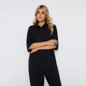 New Fashion Middle Sleeve Women Casual Odm / Oem Cotton Jumpsuit