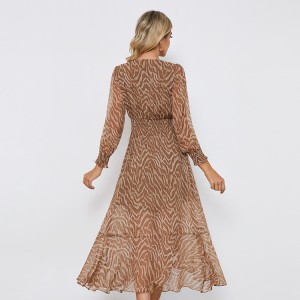 Leopard Print Elegant Smock Chiffon Dress