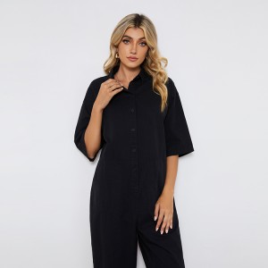 New Fashion Middle Sleeve Women Casual Odm / Oem Cotton Jumpsuit