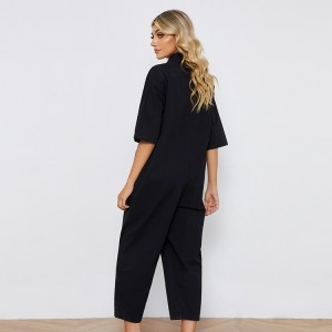 New Fashion Middle Sleeve Women Casual Odm / Oem Cotton Jumpsuit